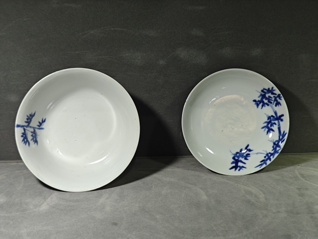 古玩陶瓷青花竹葉紋蓋碗真品鑒賞圖