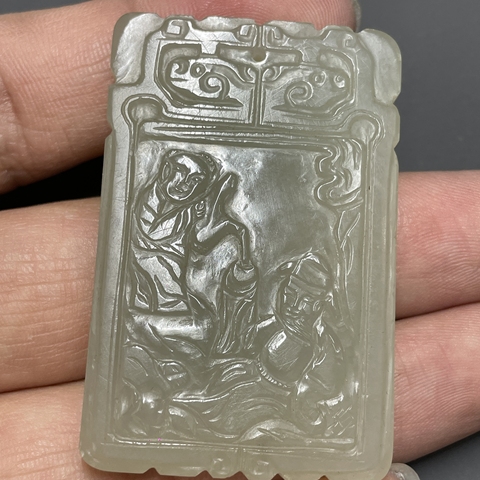 古玩玉器和田玉雕“詩文牌”真品鑒賞圖