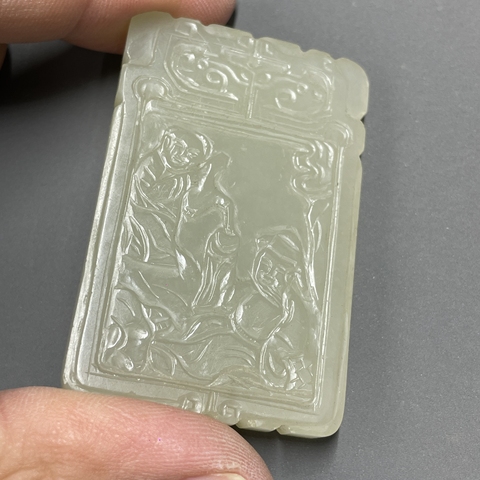 古玩玉器和田玉雕“詩文牌”真品鑒賞圖