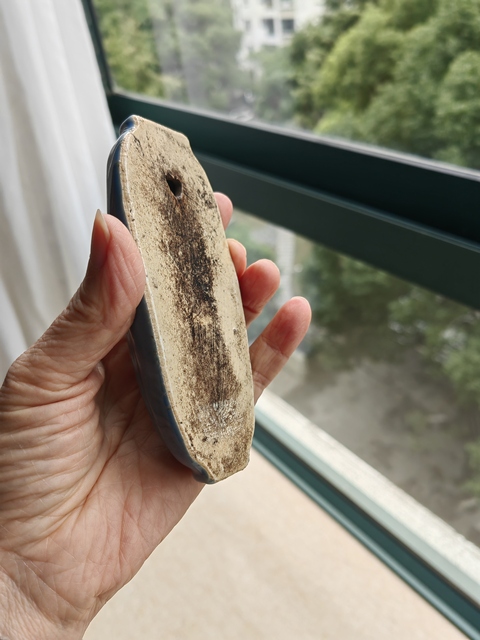 古玩陶瓷霽藍釉貼塑癩瓜紋壁瓶真品鑒賞圖