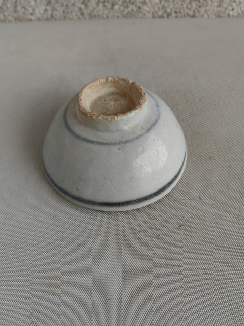 古玩陶瓷青花線條紋碗真品鑒賞圖