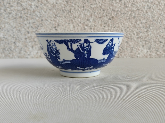 古玩陶瓷青花三星高照茶碗拍賣，當前價格260元