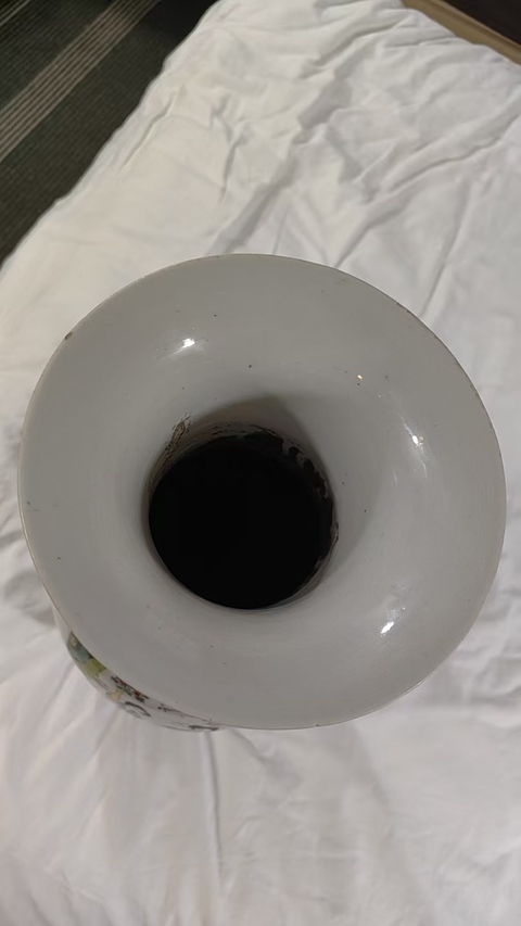 古玩陶瓷粉彩仕女人物撣瓶真品鑒賞圖