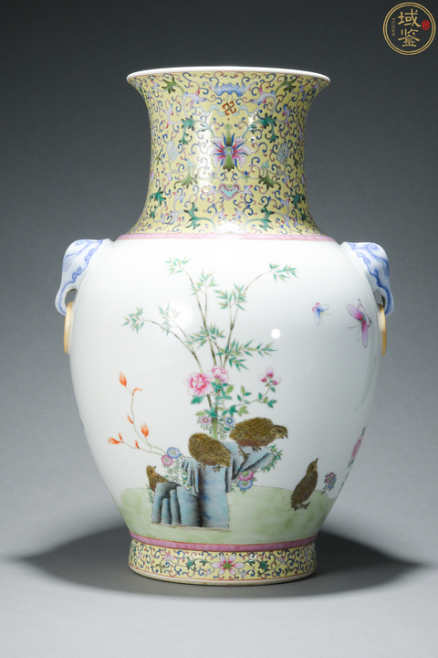 古玩陶瓷竹報平安安居樂業粉彩雙鋪首尊真品鑒賞圖