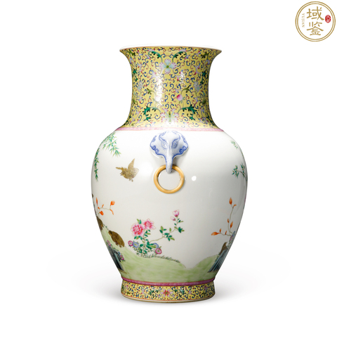 古玩陶瓷竹報平安安居樂業粉彩雙鋪首尊真品鑒賞圖