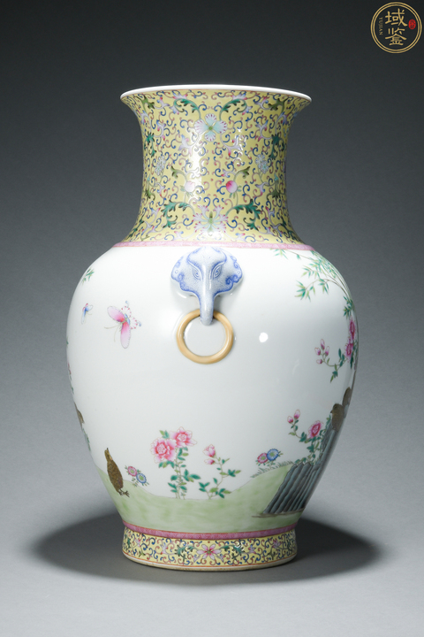 古玩陶瓷竹報平安安居樂業粉彩雙鋪首尊真品鑒賞圖