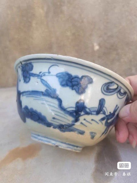 古玩陶瓷青花畫鹿紋碗真品鑒賞圖