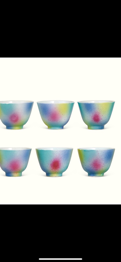 古玩陶瓷清末民國桃花洞杯一組真品鑒賞圖