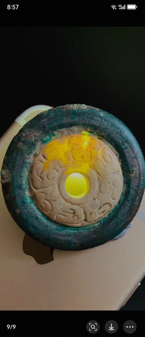 古玩玉器仿古鑲嵌玉璧真品鑒賞圖
