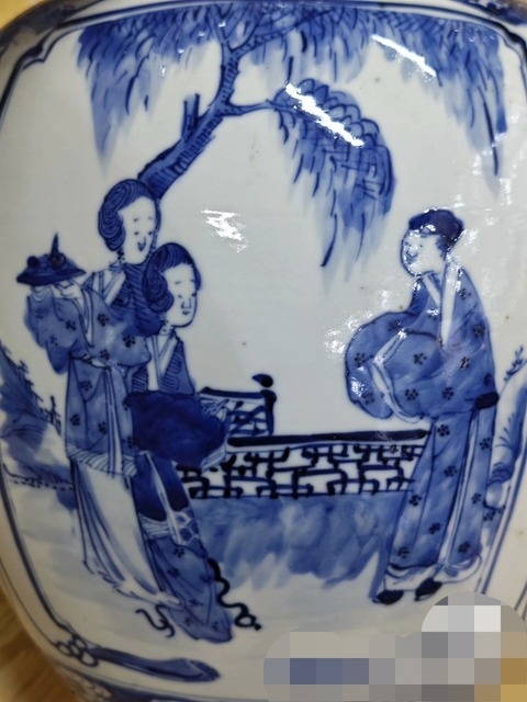 古玩陶瓷青花人物故事紋罐真品鑒賞圖