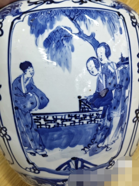 古玩陶瓷青花人物故事紋罐真品鑒賞圖