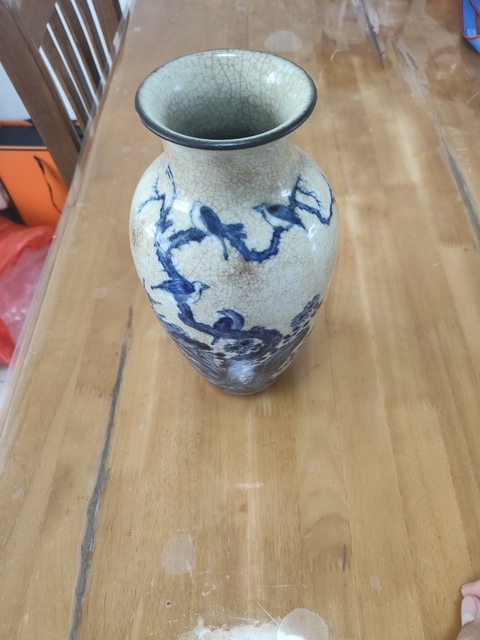 古玩陶瓷哥釉青花花鳥紋瓶 真品鑒賞圖