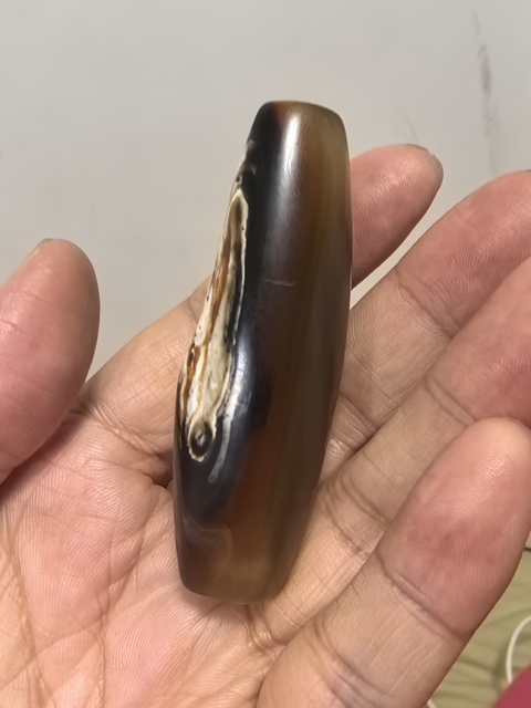 古玩玉器瑪瑙橄欖形珠真品鑒賞圖