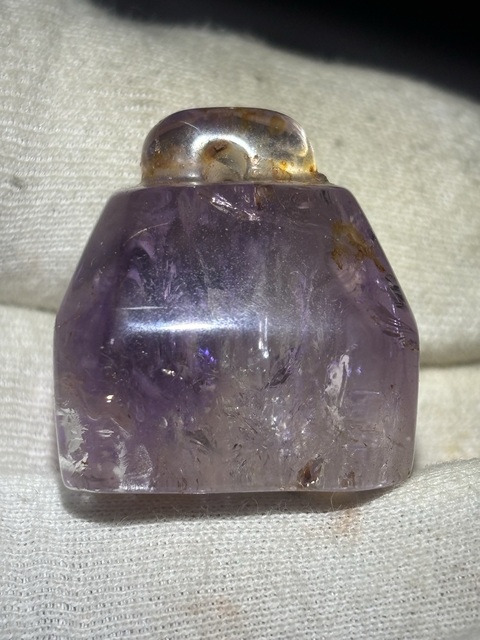 古玩玉器紫水晶雕“印章”真品鑒賞圖