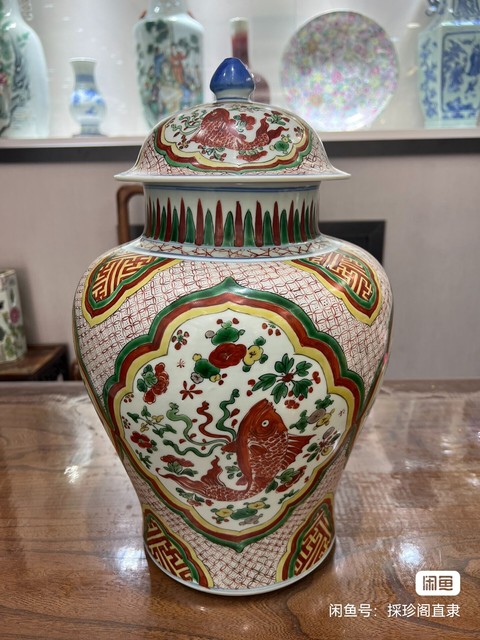 古玩陶瓷魚藻紋將軍罐真品鑒賞圖