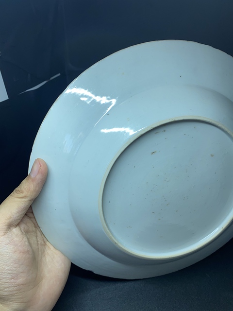 古玩陶瓷清康熙青花礬紅描金山石庭院大盤拍賣，當(dāng)前價(jià)格800元