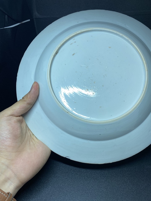 古玩陶瓷清康熙青花礬紅描金山石庭院大盤拍賣，當(dāng)前價(jià)格800元