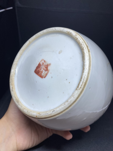 古玩陶瓷民國(guó)墨彩松鶴紋詩(shī)文罐拍賣(mài)，當(dāng)前價(jià)格400元