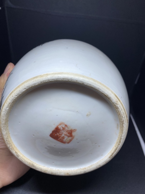 古玩陶瓷民國(guó)墨彩松鶴紋詩(shī)文罐拍賣(mài)，當(dāng)前價(jià)格400元