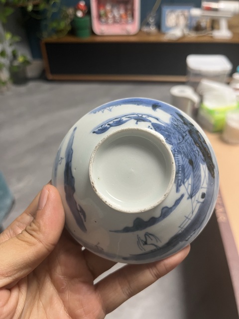 古玩陶瓷日本江戶時期青花蓋碗真品鑒賞圖