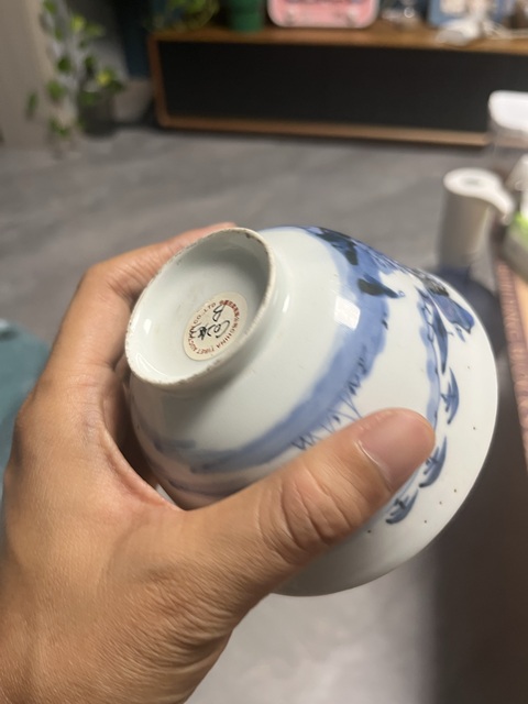 古玩陶瓷日本江戶時期青花蓋碗真品鑒賞圖