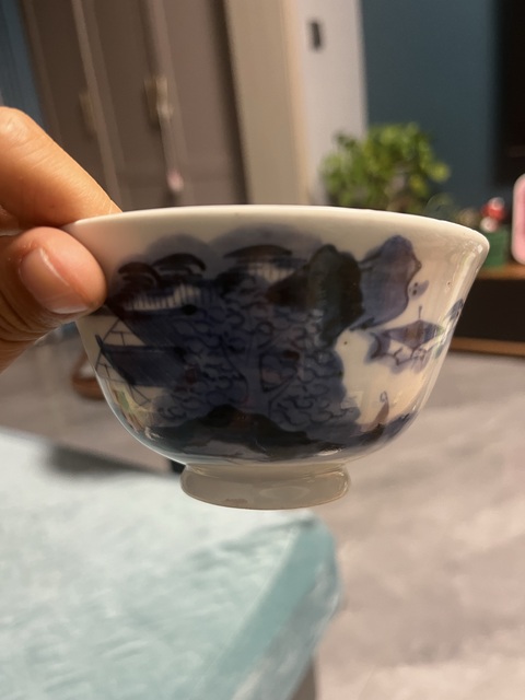 古玩陶瓷日本江戶時期青花蓋碗真品鑒賞圖