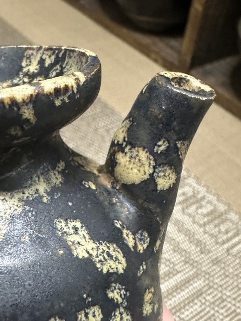 古玩陶瓷吉州窯灑花執壺，不排除復燒真品鑒賞圖