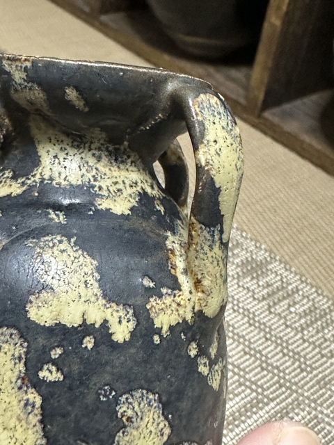 古玩陶瓷吉州窯灑花執壺，不排除復燒真品鑒賞圖