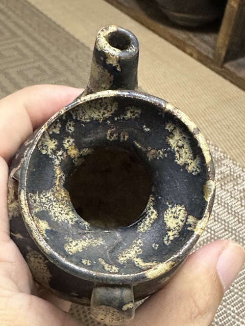 古玩陶瓷吉州窯灑花執壺，不排除復燒真品鑒賞圖