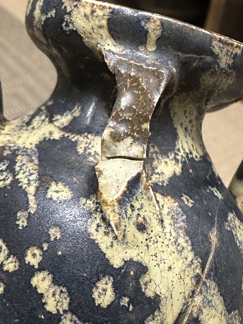 古玩陶瓷吉州窯灑花執壺，不排除復燒真品鑒賞圖