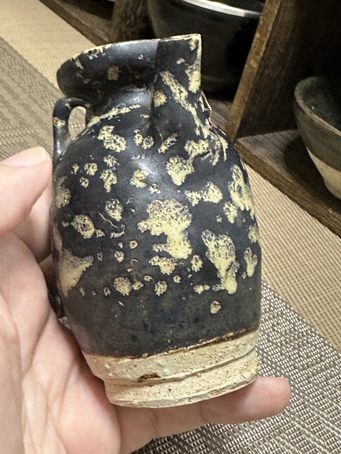 古玩陶瓷吉州窯灑花執壺，不排除復燒真品鑒賞圖