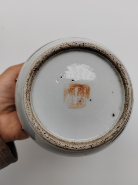 古玩陶瓷粉彩仕女人物粥罐真品鑒賞圖