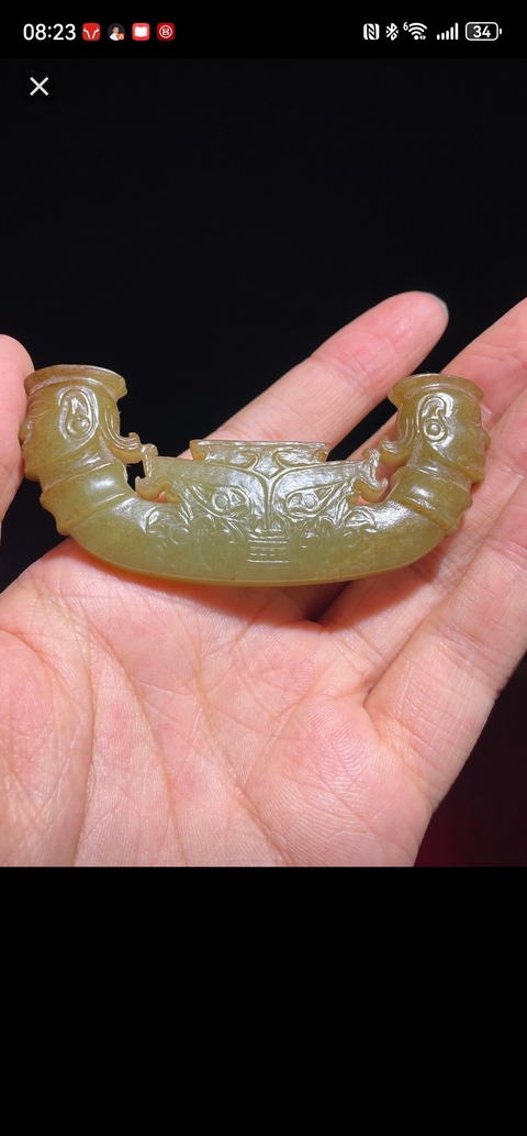 古玩玉器和田玉雕“神人面”真品鑒賞圖