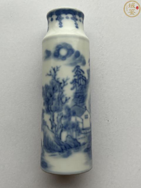 古玩字畫青花山水紋鼻煙壺真品鑒賞圖