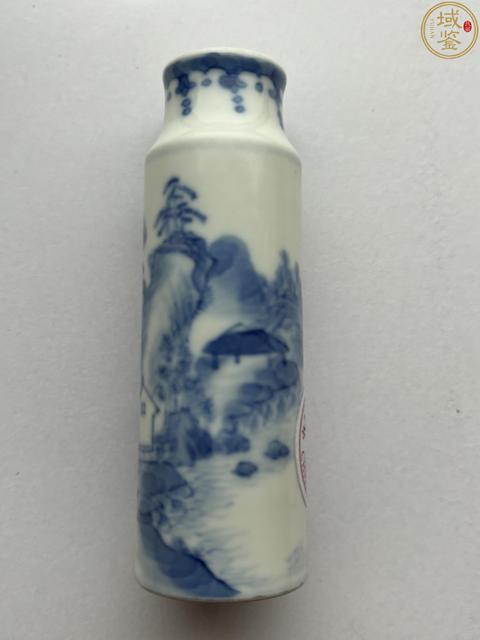 古玩字畫青花山水紋鼻煙壺真品鑒賞圖