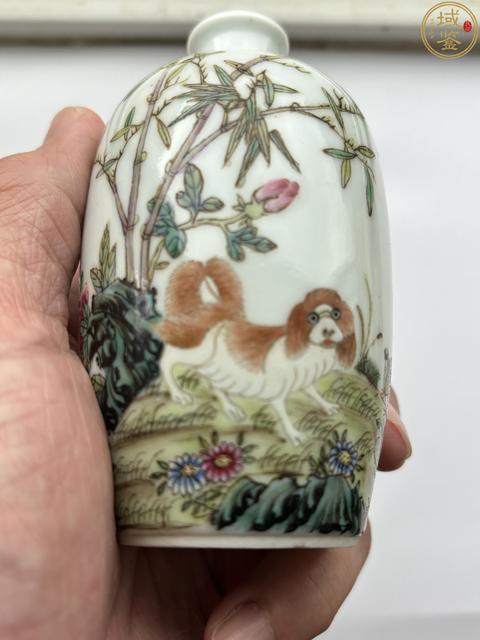 古玩字畫粉彩花卉寵物狗鼻煙壺真品鑒賞圖