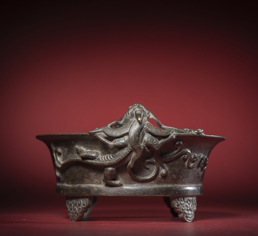 古玩銅器龍耳爐真品鑒賞圖