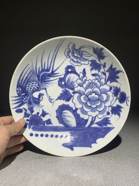 古玩陶瓷【傳世精品】清中期 青花鳳穿牡丹紋大盤【收藏珍品】【頂級畫工】拍賣，當前價格0元