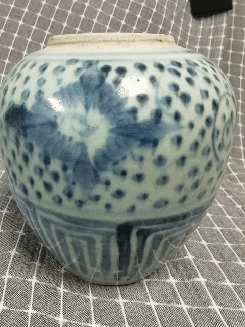 古玩陶瓷青花鳳眼紋罐真品鑒賞圖