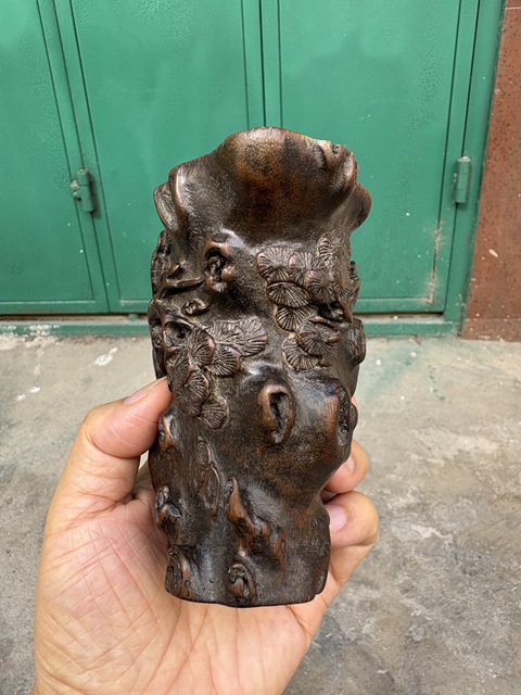 古玩雜項沉香木梅樁杯真品鑒賞圖