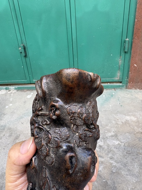 古玩雜項沉香木梅樁杯真品鑒賞圖