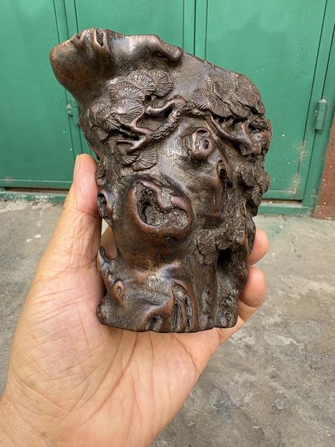 古玩雜項沉香木梅樁杯真品鑒賞圖