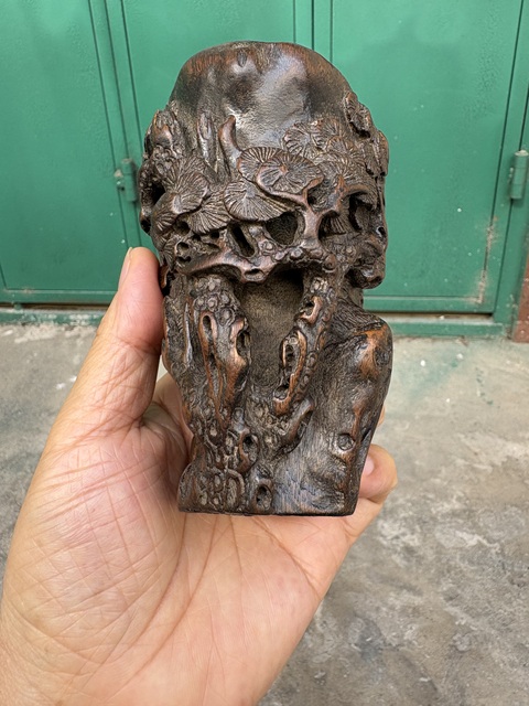 古玩雜項沉香木梅樁杯真品鑒賞圖