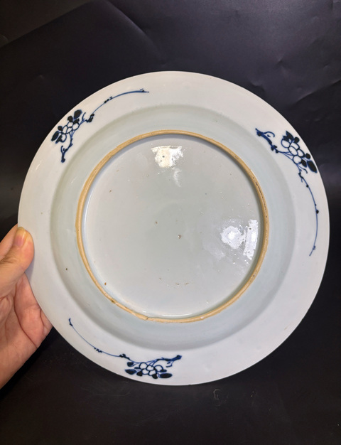 古玩陶瓷清康熙  青花漁家樂山水樓閣風景紋盤拍賣，當前價格2500元