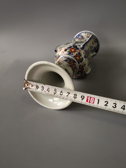 古玩陶瓷民國青花五彩花觚真品鑒賞圖