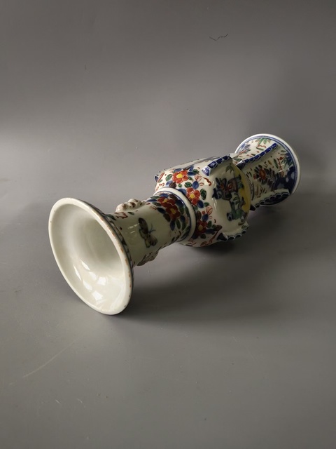 古玩陶瓷民國青花五彩花觚真品鑒賞圖