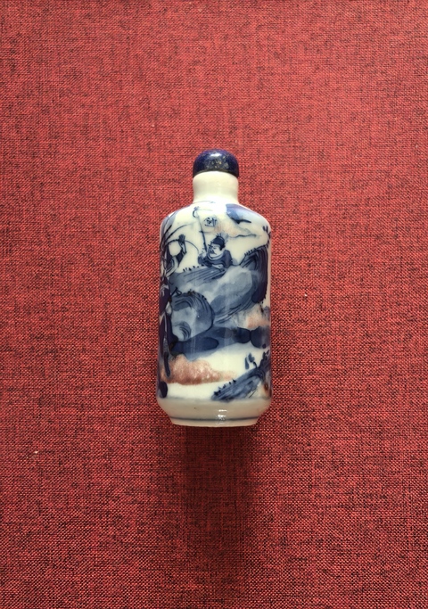 古玩陶瓷青花釉里紅（門神之戰）鼻煙壺拍賣，當前價格18888元