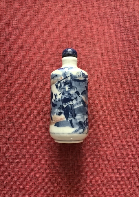 古玩陶瓷青花釉里紅（門神之戰）鼻煙壺拍賣，當前價格18888元