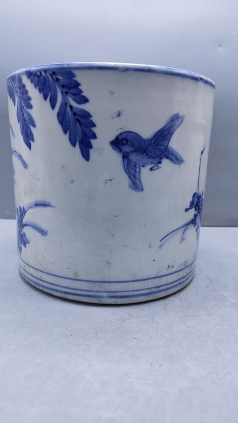 古玩陶瓷青花花鳥紋筆海真品鑒賞圖