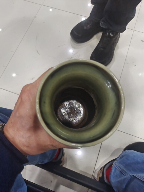 古玩陶瓷青釉刻花盤口瓶真品鑒賞圖